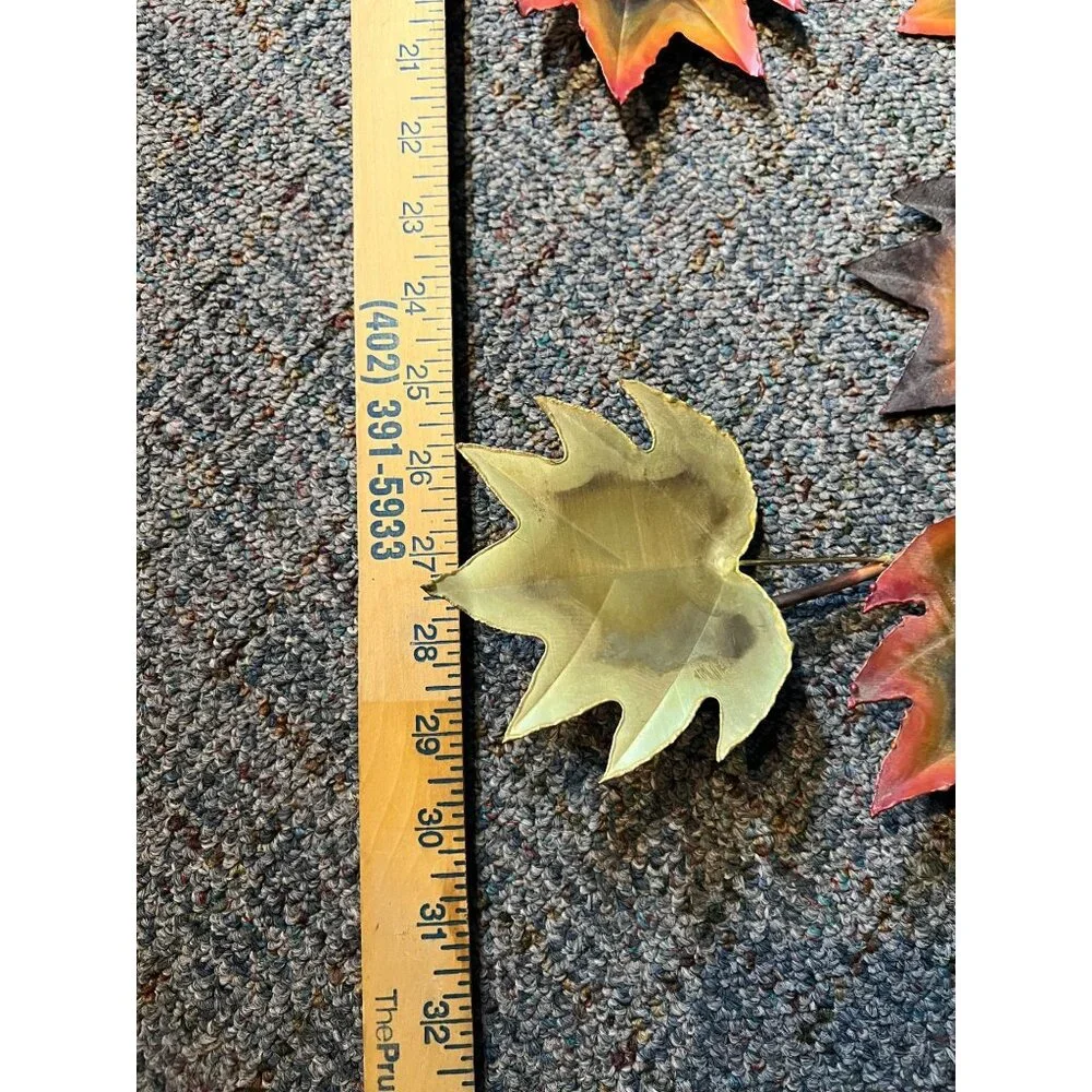 MCM Brass Copper Tone Metal Maple Leaf Sculpture Patina VTG Brutalist Wall Art L